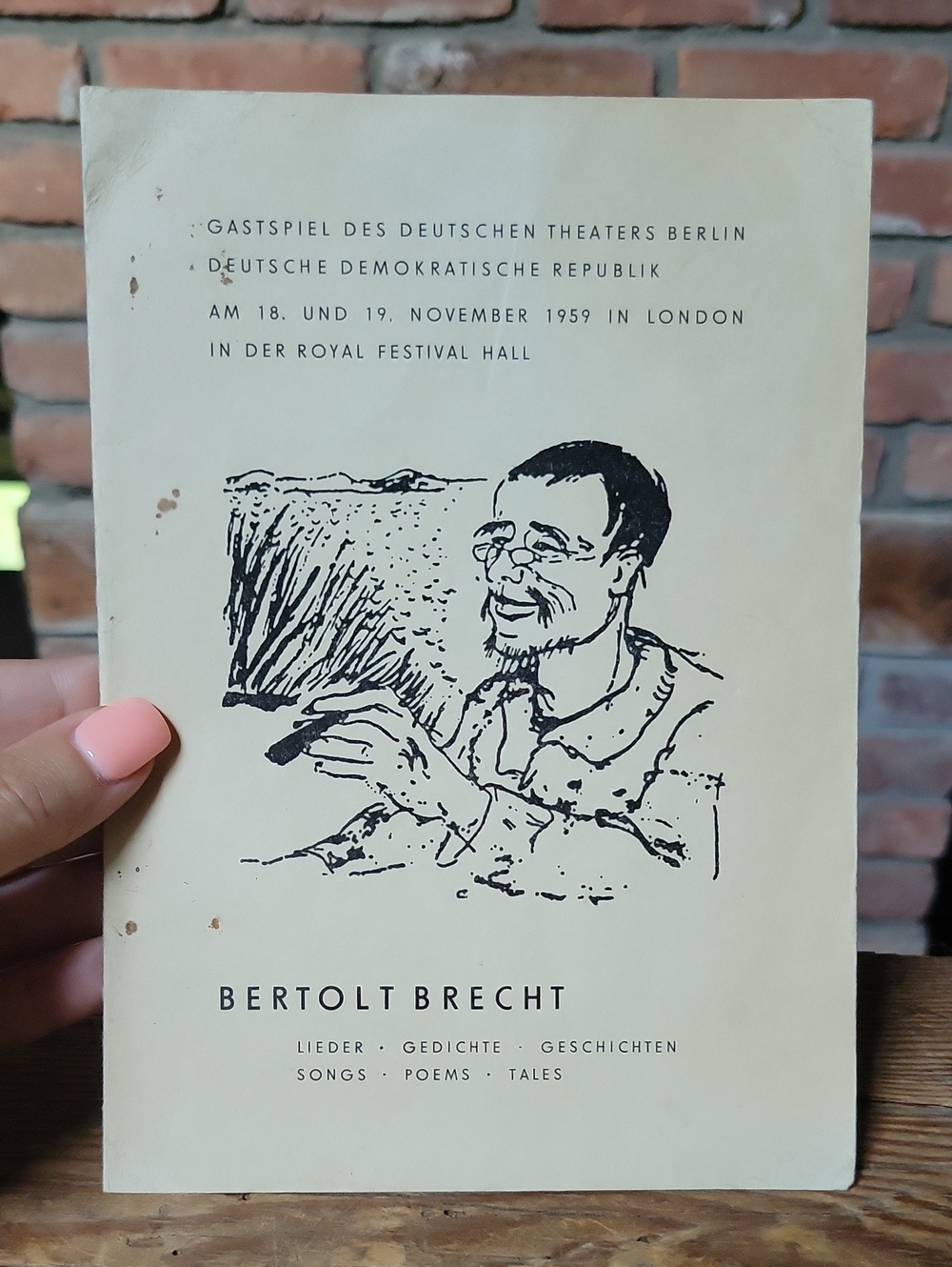 November 19 1958 Bertolt Brecht Trifold Theater Brochure, London